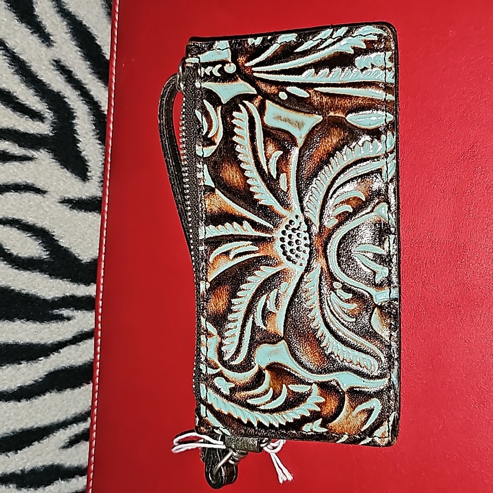 Patricia Nash tooled turquoise leather alemeria NWOT - Picture 2 of 7
